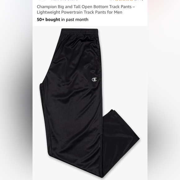 Champion Men’s Big And Tall Open Bottom Leightweight Powertrain Track Pants - Picture 1 of 15